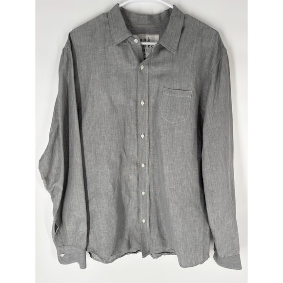 Frank & Eileen Tops - Frank And Eileen Linen Blend Long Sleeve Button Up Size XL Gray Relaxed Minimal